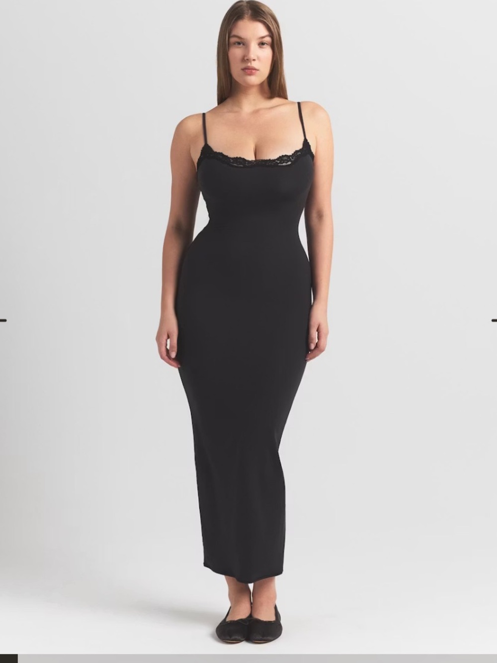 NWT skims fits everybody lace long slip dress - Onyx, size Large